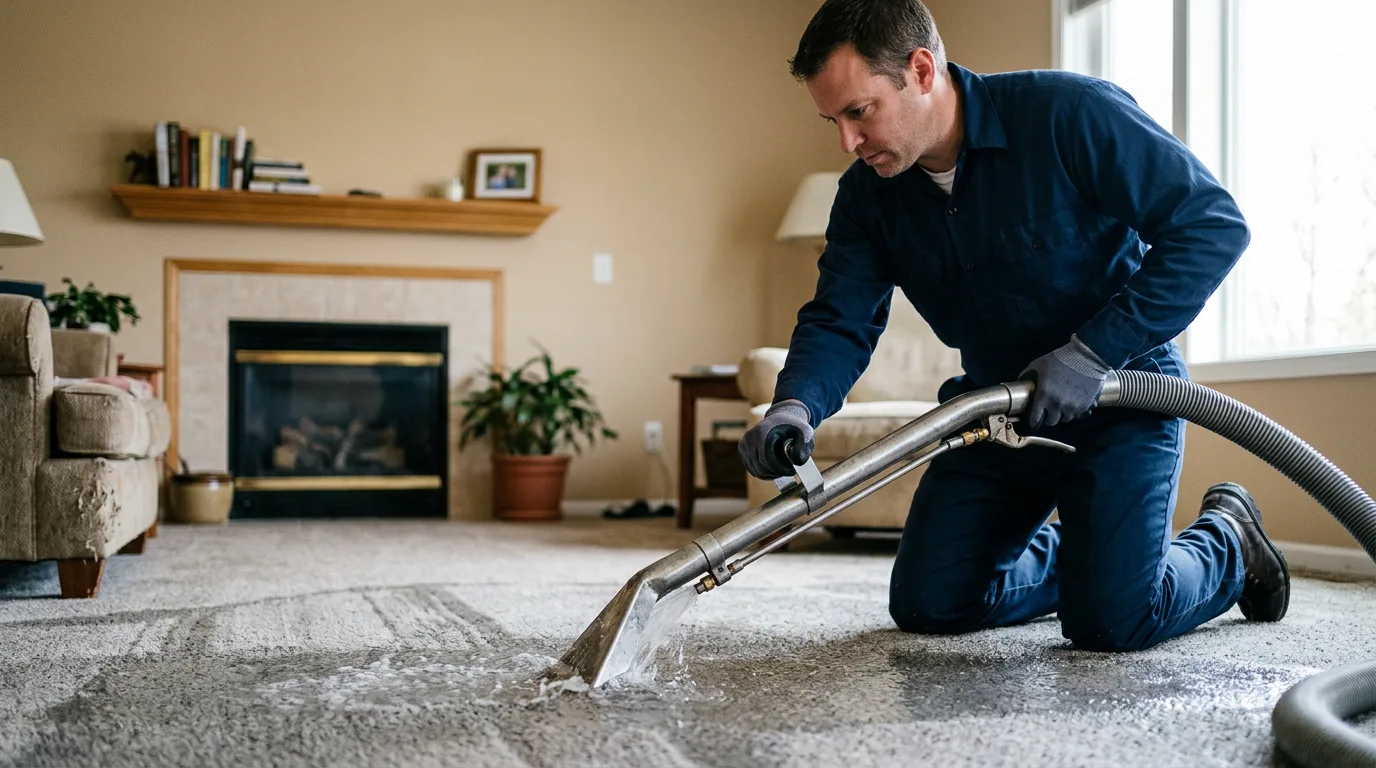 Water damage restoration technician working near Taos, NM
